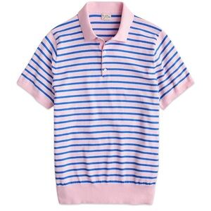 J. Crew - Short-Sleeved Cotton Tipped Sweater-Polo in Stripe